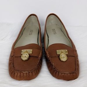 Michael Kors Brown and Gold Loafers